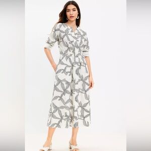 NWT Loft Ribbon V-Neck Midi Dress Size L